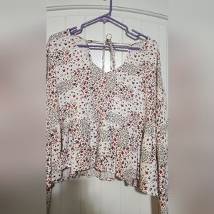 Women's V neck baby doll long sleeve top